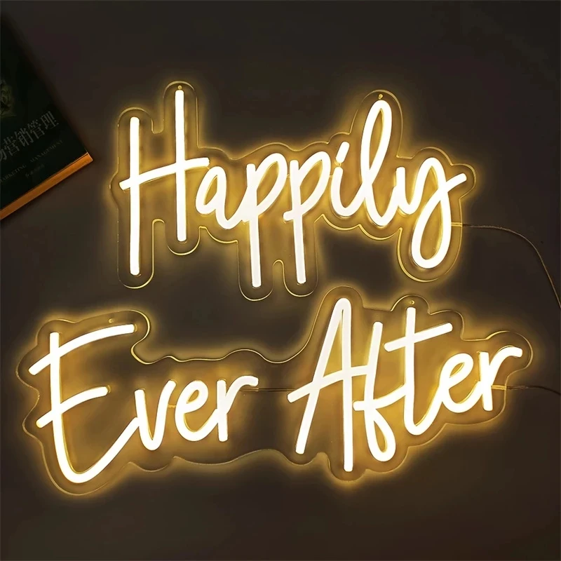 Feliz para sempre depois led neon sign flexível acrílico folha de luz carta casamento feliz aniversário luz decoração luzes festa presente