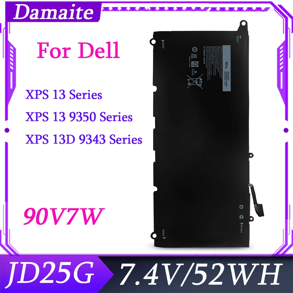 

JD25G 90V7W JHXPY Laptop Battery For Dell XPS 13 9343 XPS13 9350 13D-9343 13-9350 13D-9343 P54G 0N7T6 5K9CP RWT1R 0DRRP