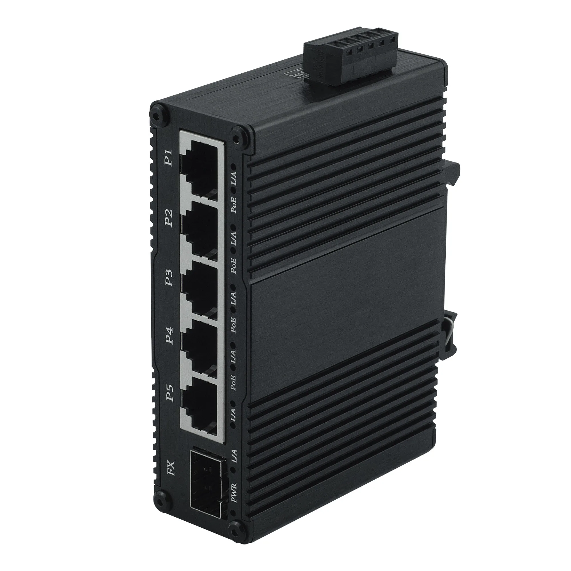 Mini interruptor Ethernet SC/SFP salida PoE AF/AT 52V/30W Max AT/BT 52V/90W Max 5 puerto Industrial IP40 interruptor de protección para seguridad