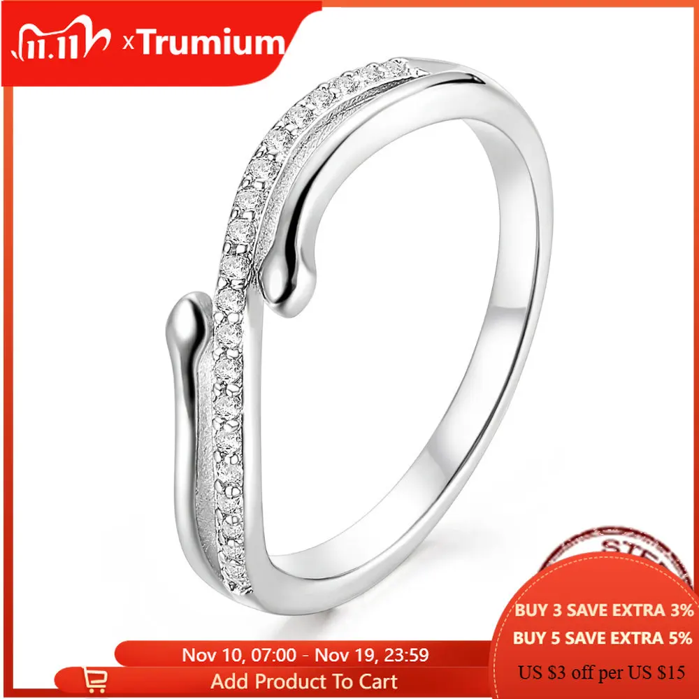 

Trumium Wholesale S925 Sterling Silver Rings for Women Geometric Asymmetric Finger Ring Guardian Wings Fashion Jewelry