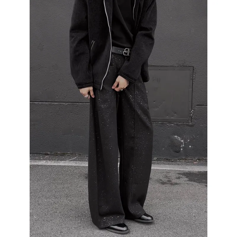 

Men's Winter Thiened Woolen Trousers Casual Knife- Pants High-End Feelings Cool Small- Spring Autumn Polyester Fiber