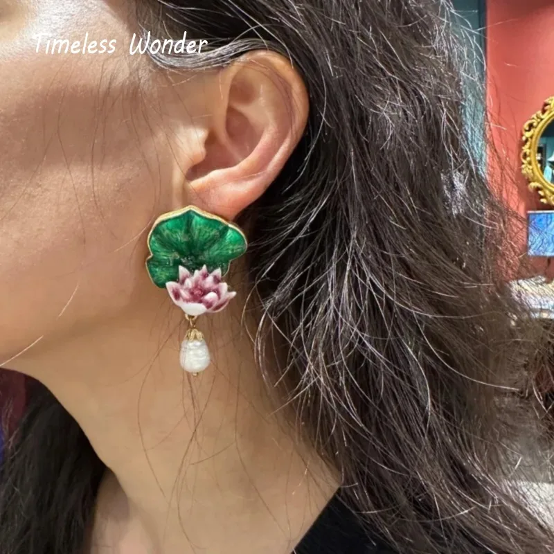 Imagem -03 - Timeless Wonder Fancy Crystal Geo Floral Stud Earrings para Mulheres Designer de Joias Punk Passarela Presente Coreano Rara 1468