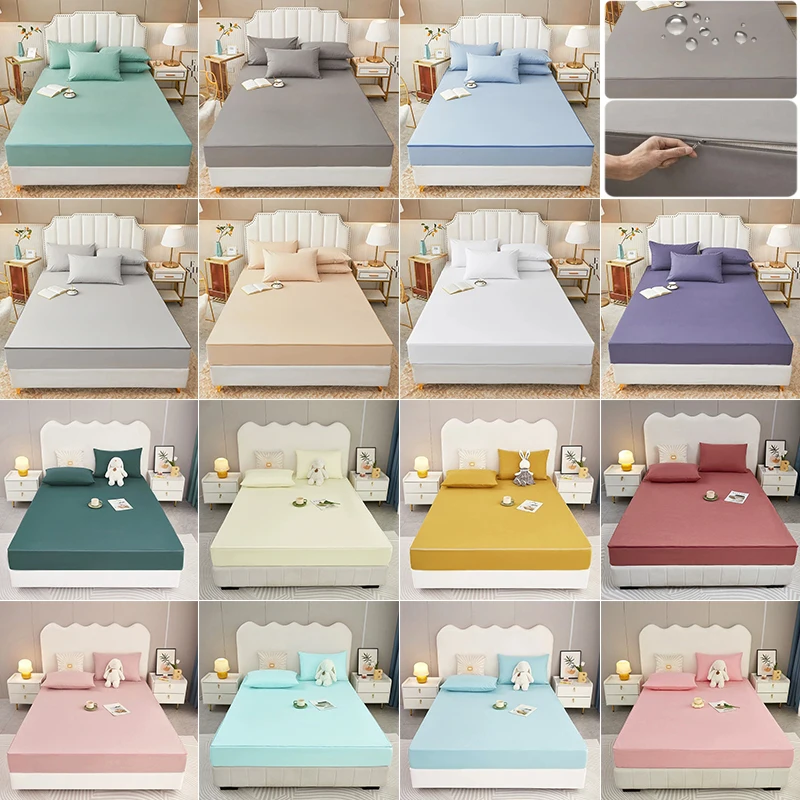 

Waterproof Bed Cover Mattress Cover 6-Side All Inclusive Mattress Protector Zipper Design Breathable Skin-Friendly Bedding 침대 커버