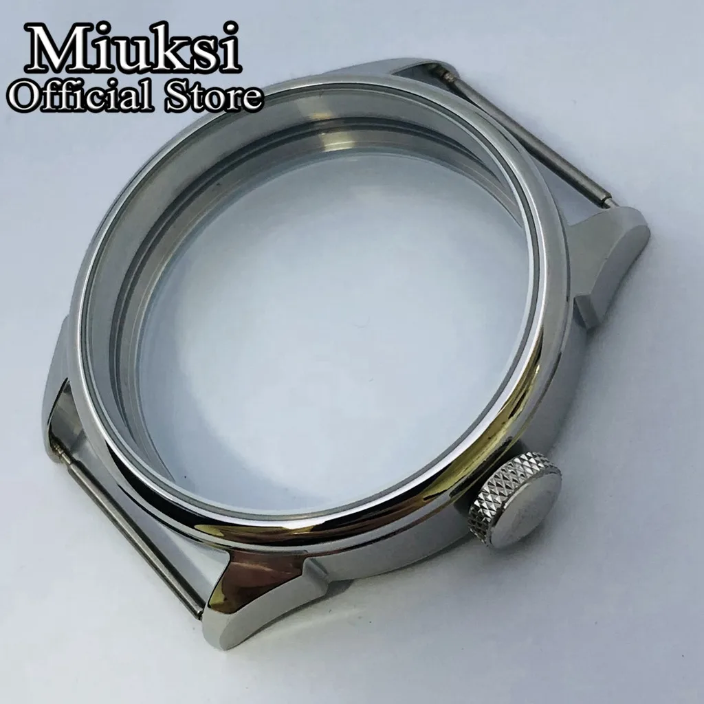 Miuksi 42mm silver black rose gold stainless steel watch case fit ETA6497 6498 Seagull ST3600 ST3620 ST36series movement