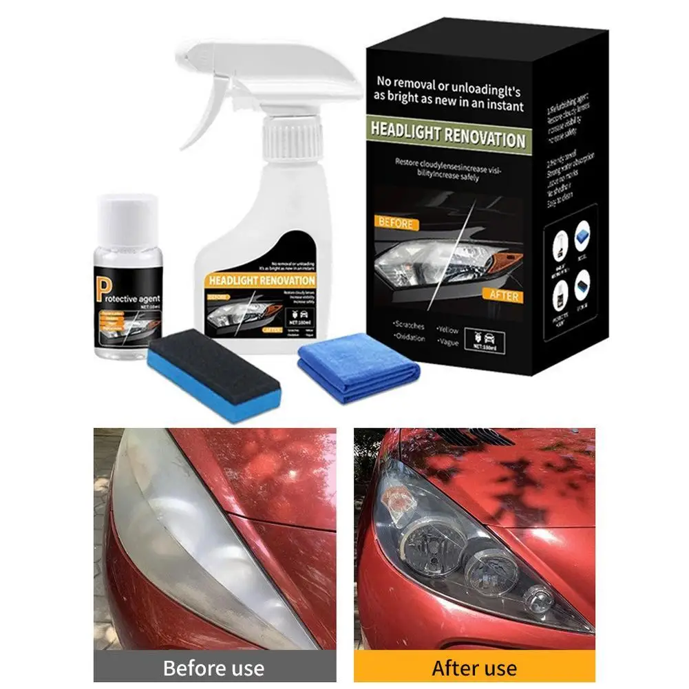 Car Headlight Renovation Spray Kit Headlamp Restore Oxidation Scratch Remover Headlight Repair Polishing Liquid Spray Car Care