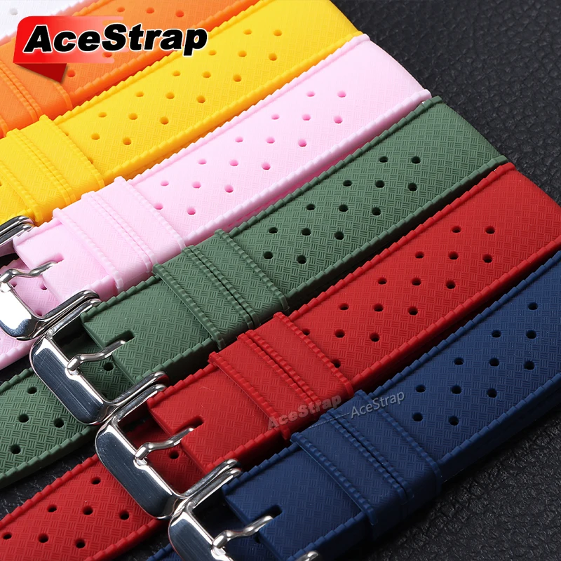2-Rings Tropical Sports Silicone Band 18mm 20mm 22mm  Rubber Tropic Smart Watch Strap for Seiko Bracelet for Rolex Quick Release - view 5