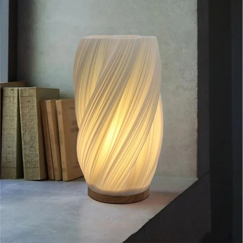 

French Cream Style 3D Desk Lamp Ins Internet Red Pleated Bedroom Bedside Lamp Study Coffee Shop Card Seat Atmosphere Lamp
