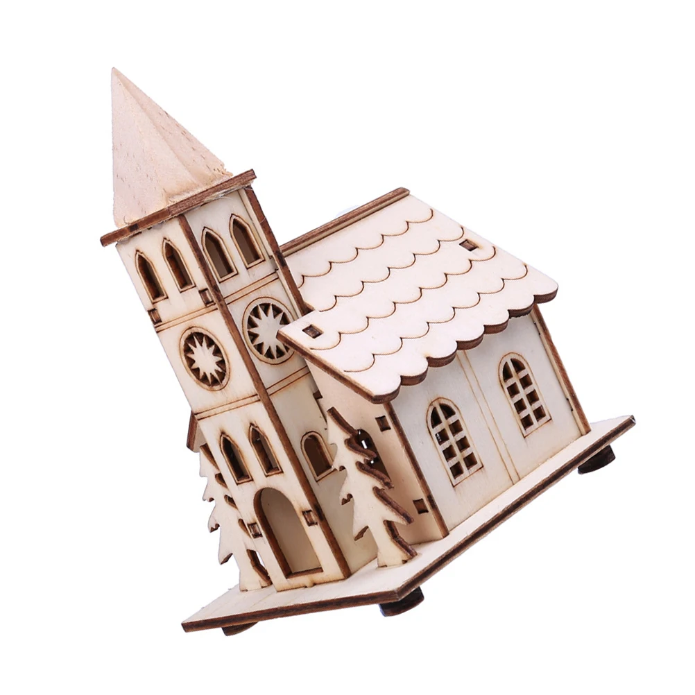 

Wooden Xmas Mini Ornament with Warm Light Luminous Desktop Decor for Home Holiday Wedding Garden Gift for Adults