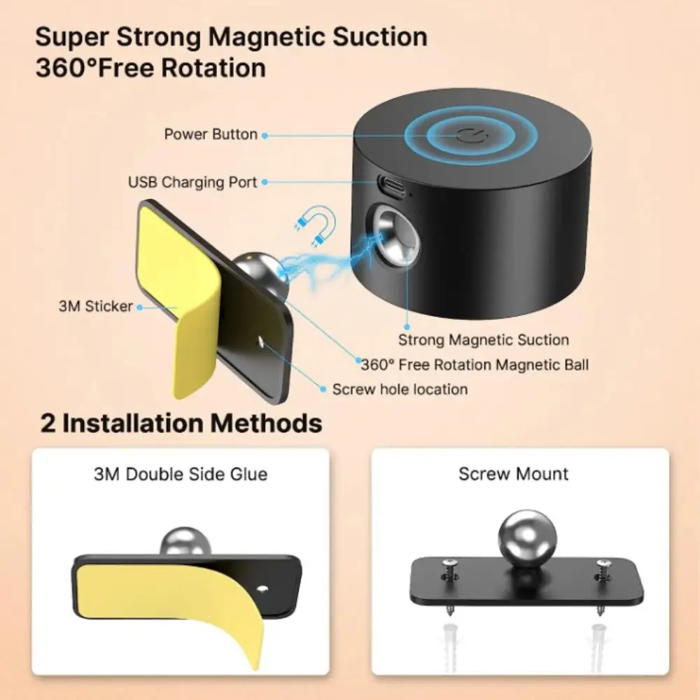 3 Color Temperatures Magnetic Rechargeable Wall Lamp 360° Rotation 3 Color Modes Wall Lights Touch Control Remote Control