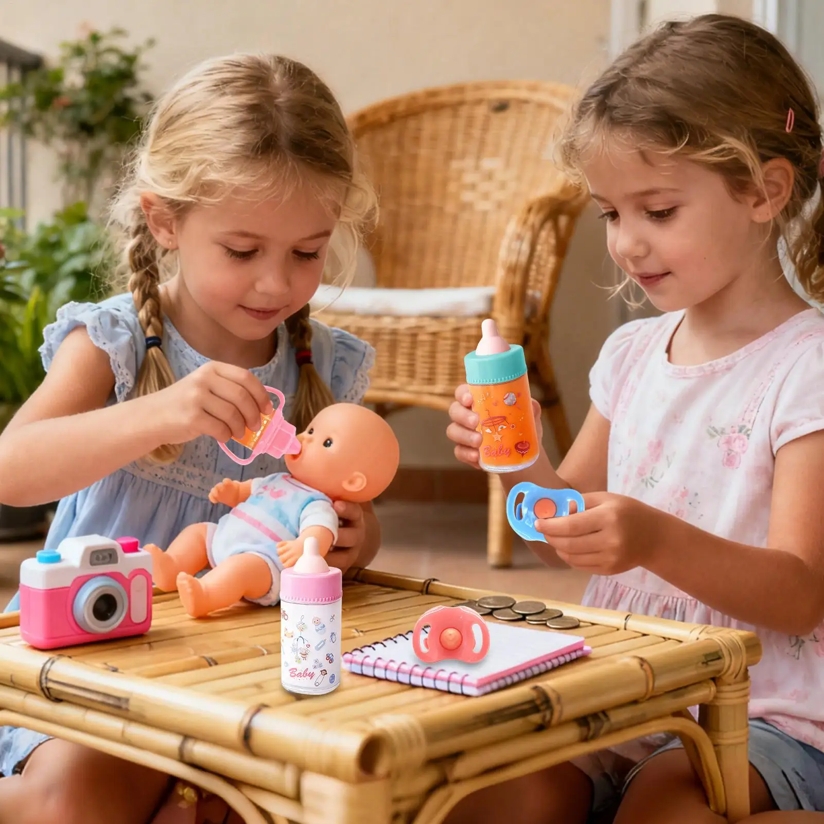 ขวดนมสำหรับตุ๊กตา ของเล่นเสริมบทบาทสมมติ อุปกรณ์เสริมสำหรับตุ๊กตา ชุดเครื่องครัวสำหรับตุ๊กตา สำหรับเด็กชาย เด็กหญิง ของขวัญวันเกิด ของเล่นสำหรับเด็กเล็ก ของเล่นสำหรับบ้านและโรงเรียน