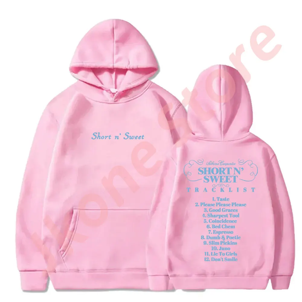 Sabrina Carpenter Tracklist Bluzy Krótkie n' Sweet Tour Merch Pullovers Kobiety Mężczyźni Moda Casual Bluzy