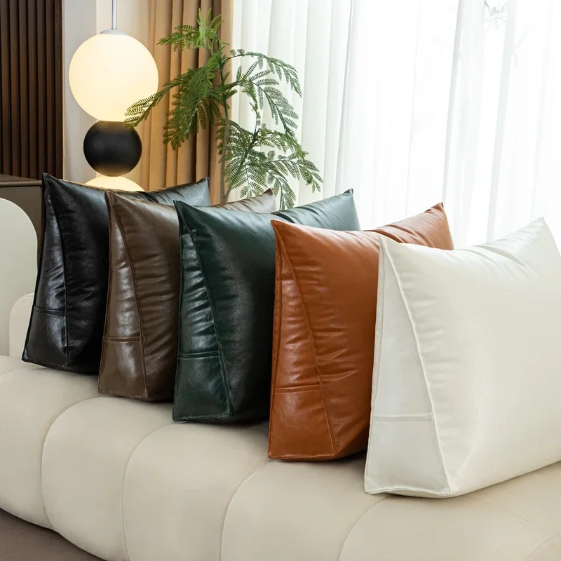 Waterproof Triangle Back Cushion Cat Scratch Leather Bed Headboard Cushion Tatami Wall Big Backrest Bedroom Bed Anti-Collision