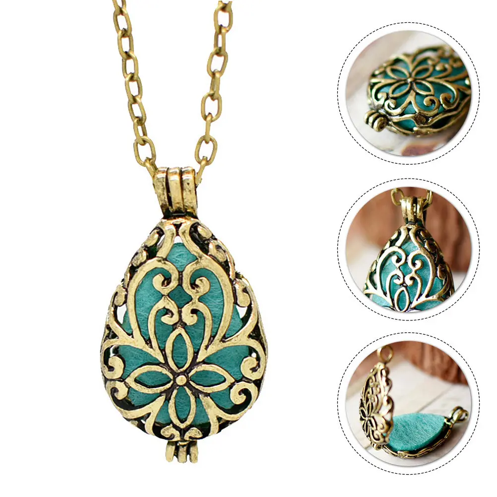 

2Pcs Necklace Pendant Aromatherapy Essential Oil Diffuser Sweater Necklace Jewelry Vintage Design for Women Aromatherapy Pendant