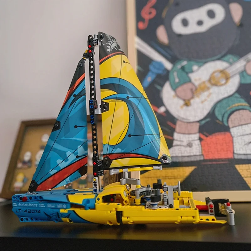 التقنية 370 قطعة سباق يخت اللبنات الإبحار يخت الرياضات المائية Catamaran تجميع الطوب اللعب هدايا للأطفال صبي الكبار #3