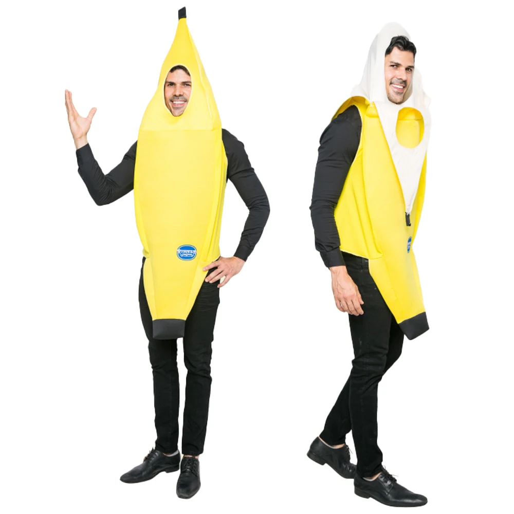 Costume da banana cosplay, vestito da frutta, vestiti per spettacoli teatrali, giochi di ruolo per genitori, decorazione per addio alla scuola materna abbinata