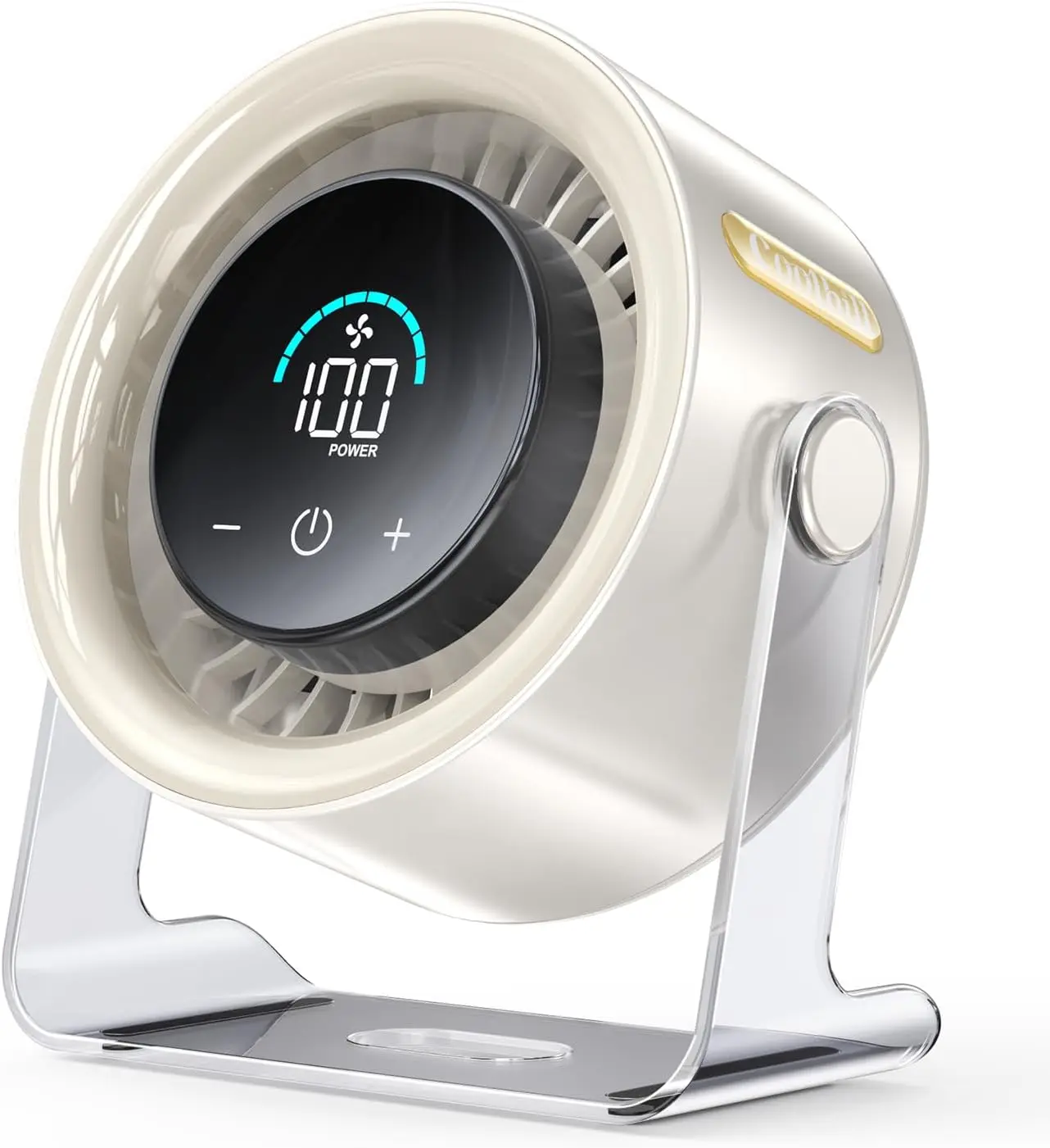 

USB Desk Fan for Bedroom: 100 Speeds Digital Display Quiet Table Fan with Turbo Airflow, 120° Rotating Small Rechargea