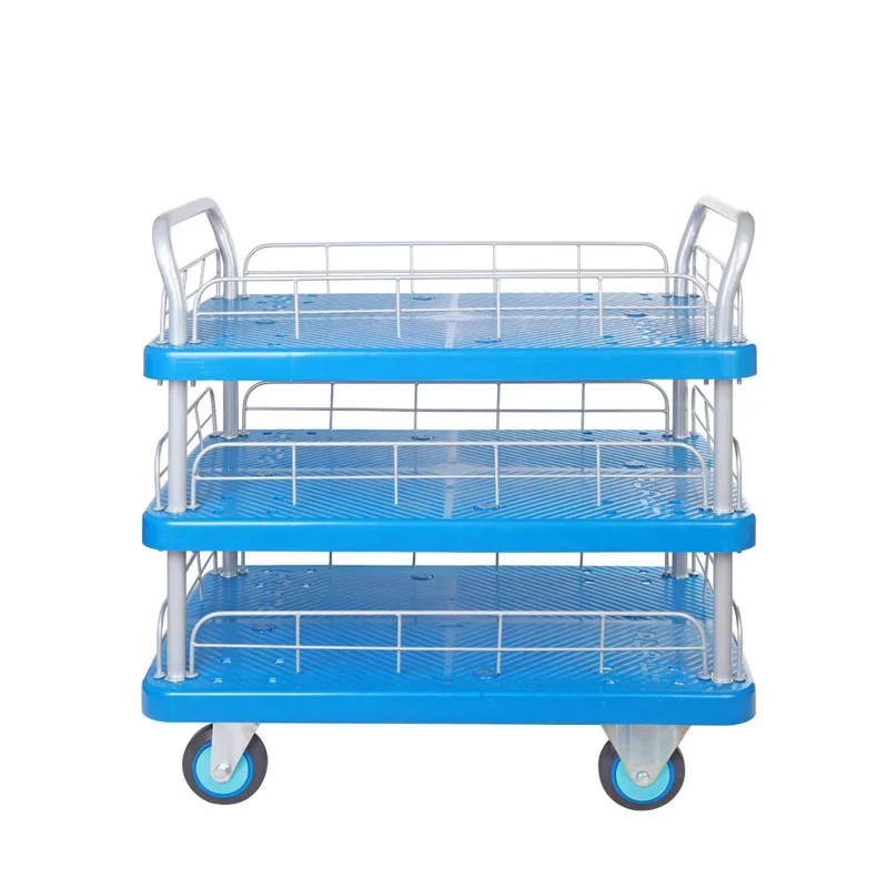 

Logistic Hand Truck 300kg Warehouse Tool Carts Plastic Platform Hand Trolley US300R-T3-HL3-D