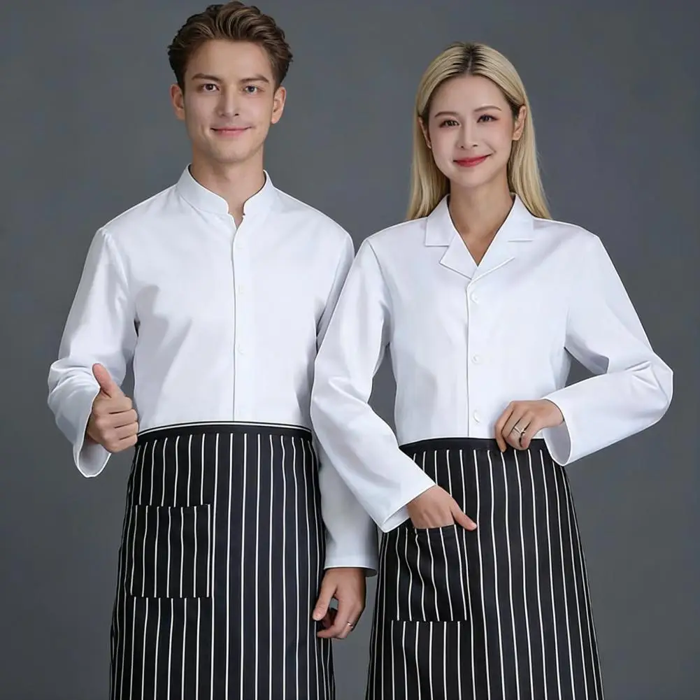 Professional Kitchen Wear V-Neck Front Buttons Comfortable Unisex Workwear with Pockets Summer Cooking Uniform