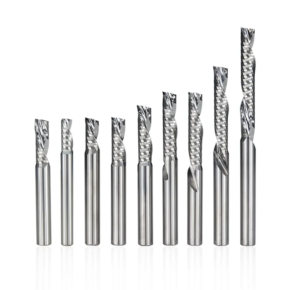 single flute down cutter 4/5/6 / 8mm left hand shank super aluminum cut spiral carbide  end mill