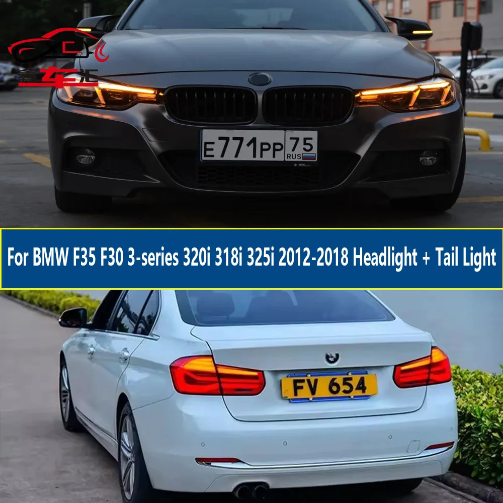 

Светодиодные фары и задние фонари для BMW 3 серии F30 F35 2012-2018 с проекционными линзами, функциями заднего хода, стоп-сигналов, противотуманных фар, передних фар и дневных ходовых огней (DRL), установка Plug and Play.