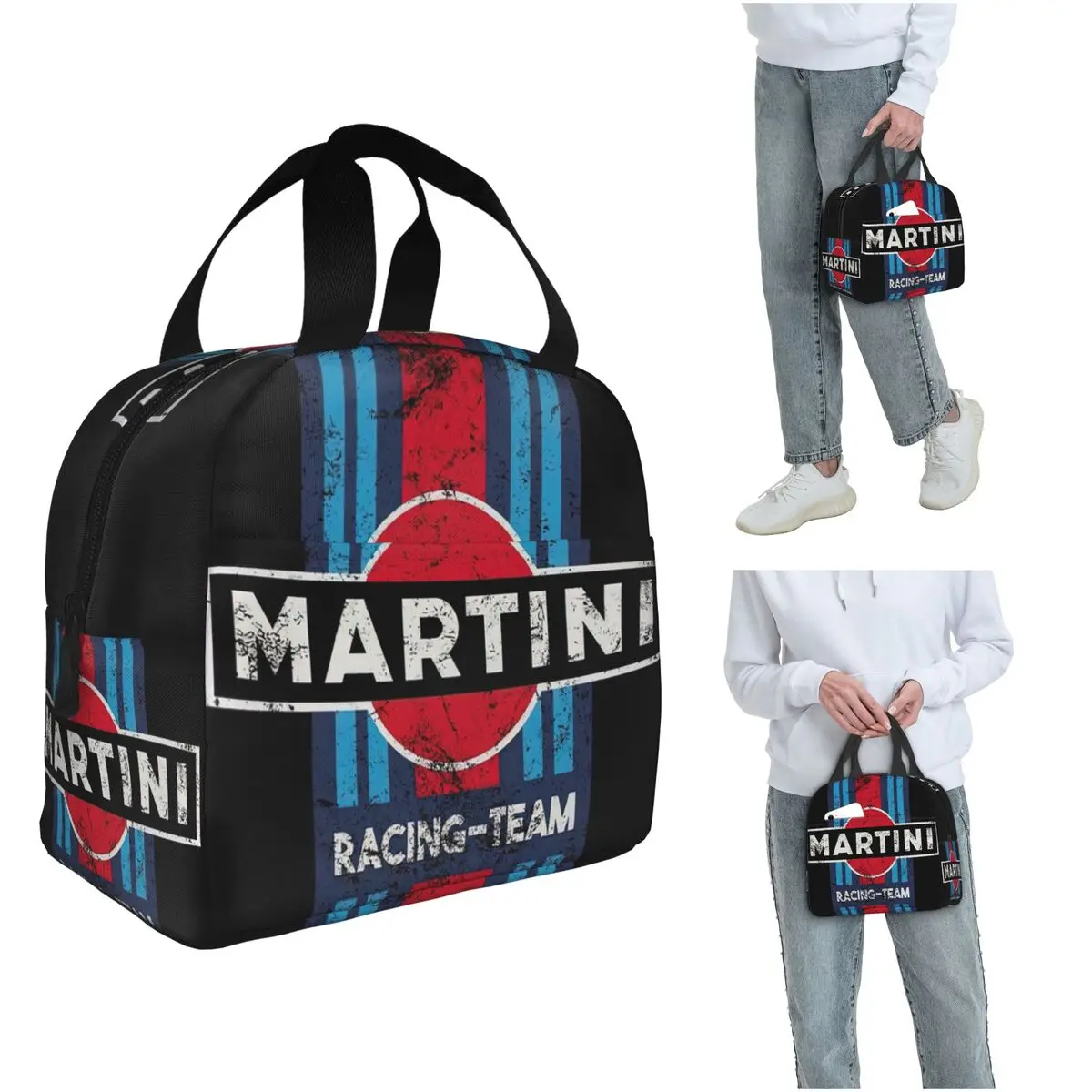 Martinis Race Sportscar Motor Racing Isolierte Lunchtasche für Damen und Kinder, tragbare Lebensmittelboxen, Thermo-Lunchbox-Tragetasche