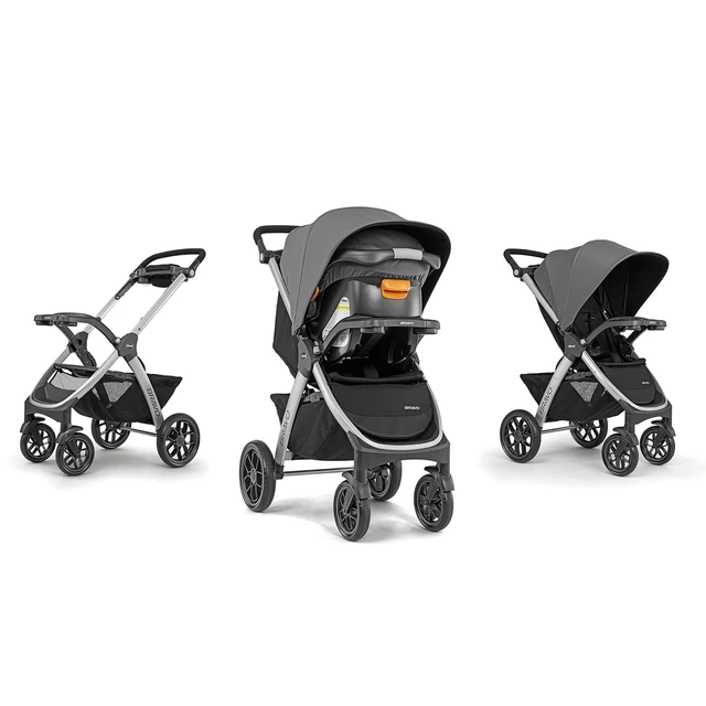 Chicco Bravo 3 in 1 Trio Travel System Quick Fold Car Seat and Stroller Combo with KeyFit 30 for Infant Brooklyn Navy