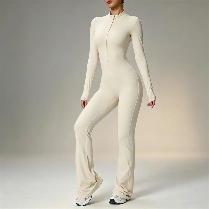 TRY TO BN Yoga Jumpsuit Long Sleeve Zipper High Strength Squat-Proof Sports One Piece Bodysuit Fitness Workout Gym Woman Clothes view 4