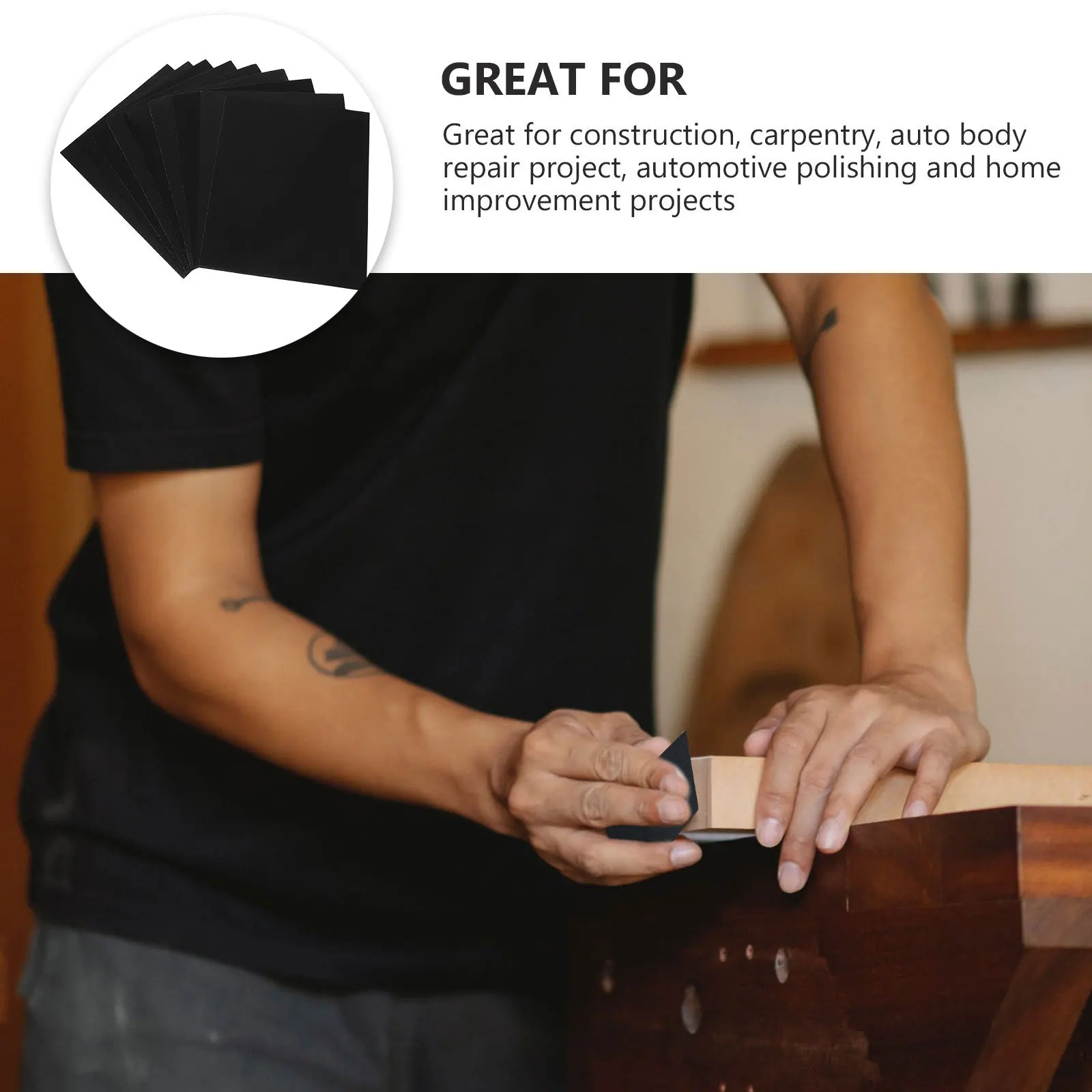 

Водная наждачная бумага 60/80/100/120/150/180/220/240/320 Набор шлифовальной бумаги с зернистостью для дерева, металла, полировки автомобильной краски, влажного и сухого использования