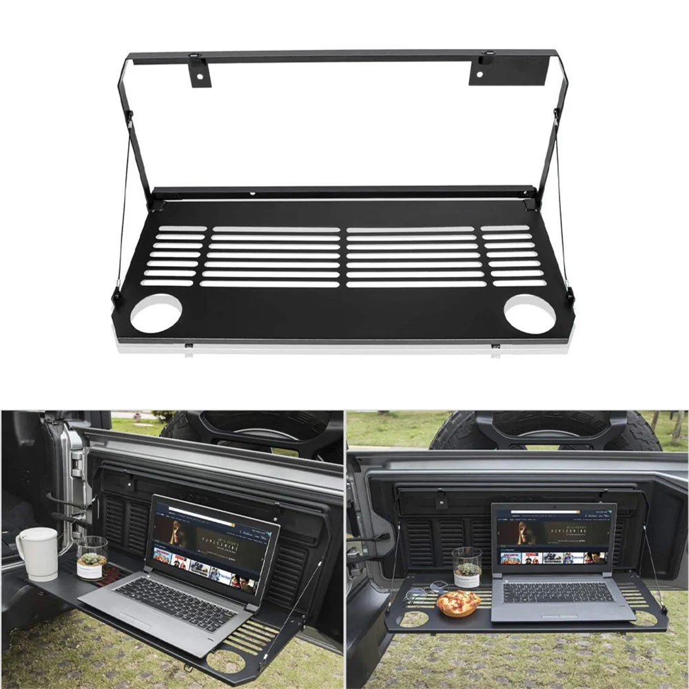 Foldable Tailgate Table for Jeep Wrangler 2018-2023 JL Trunk Flexible Rear Door Table Foldable Storage Cargo Shelf Rear Luggage