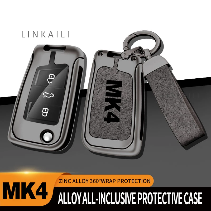 Suitable for Volkswagen GOLF 4 MK4 zinc alloy genuine leather high-end car keychain car metal key shell interior accessories