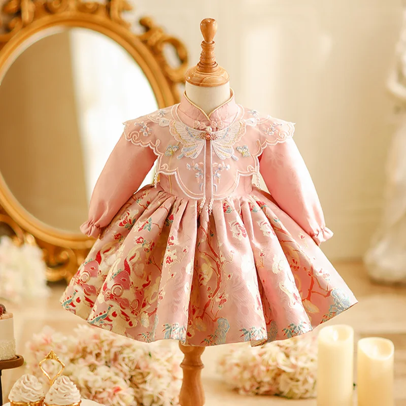 2025 New Spring Girls 1 st Birthday Baptism Princess Ball Gown Children Elegant Wedding Party Dress y1466