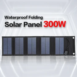 300W Foldable Solar Plate Polycrystalline Silicon With USB Safe Charge Stabilize Battery Charger For Outdoor  Cycling Climbing