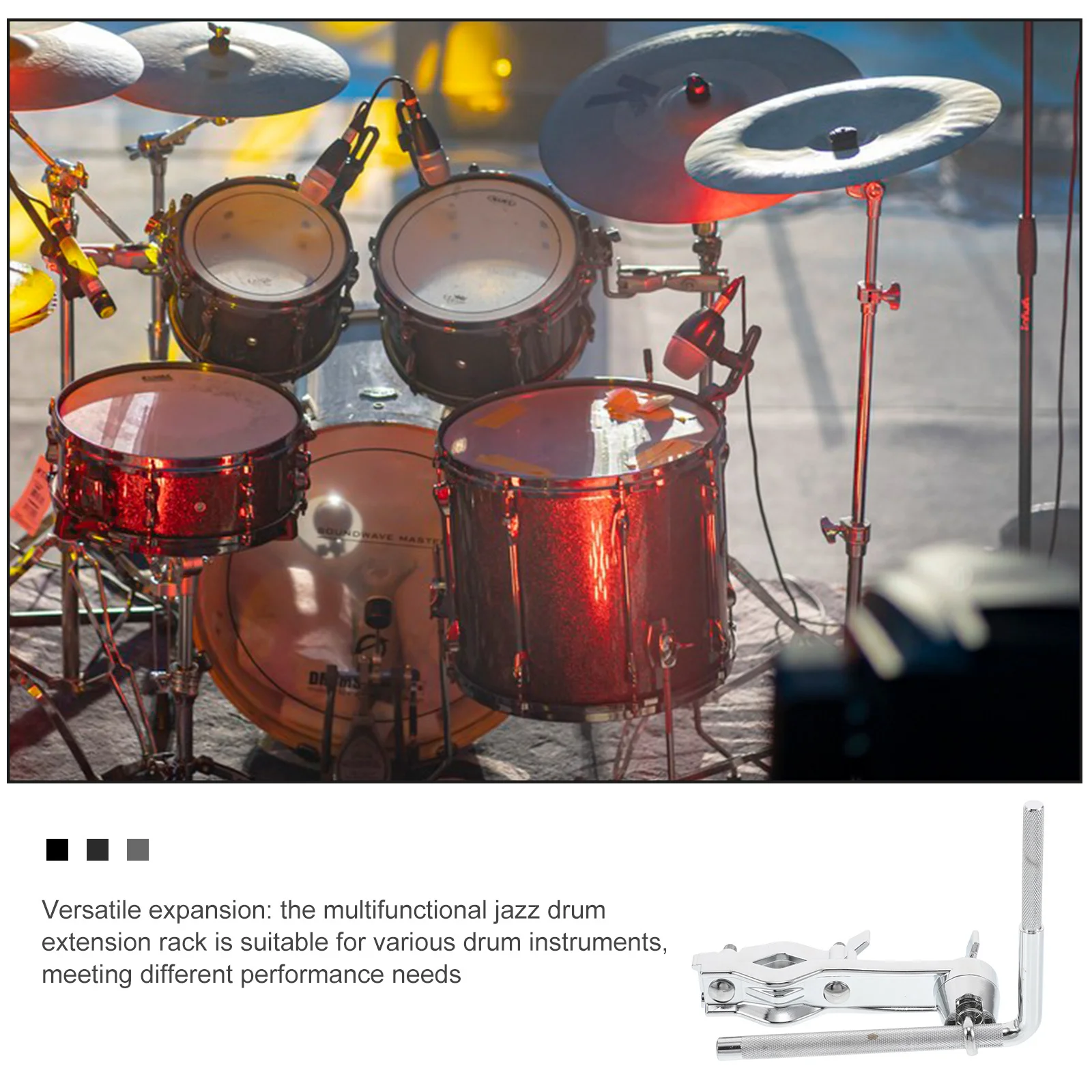 

Drum Rack Stand Heavy Duty Bass Drum Hoop Mount Clamp with Bent Rod for Secure Cymbal and Cowbell Attachment Snare Stand