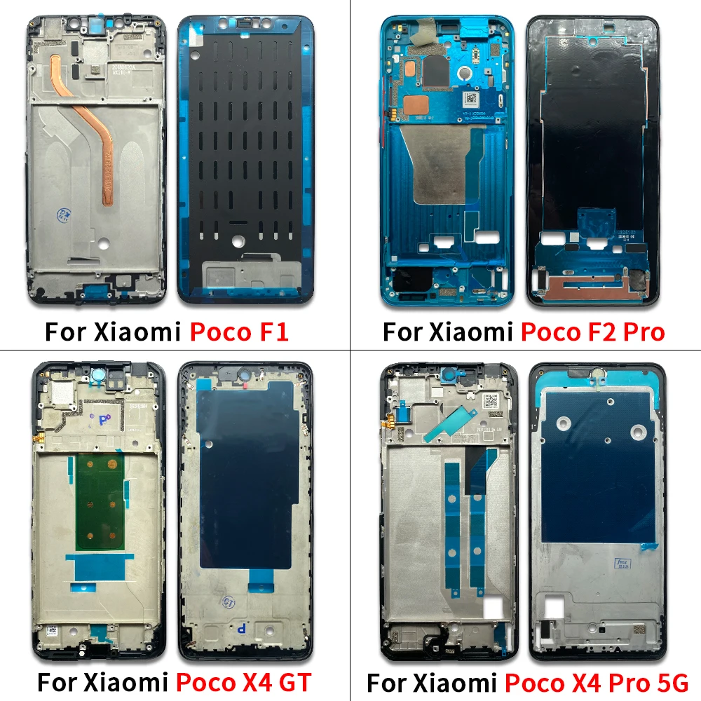 Front Housing LCD Display Frame Housing Middle Frame Bezel PlateFor Xiaomi Poco F1 F2 Pro X3 X4 GT X4 Pro 5G/Redmi K30 Pro