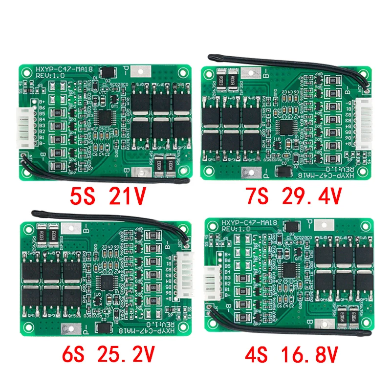 4S/5S/6S/7S BMS 16,8 V 21 V 20A 18650 Li-ion Lmo trójskładnikowa ładowarka baterii litowej płyta ochronna z balansem