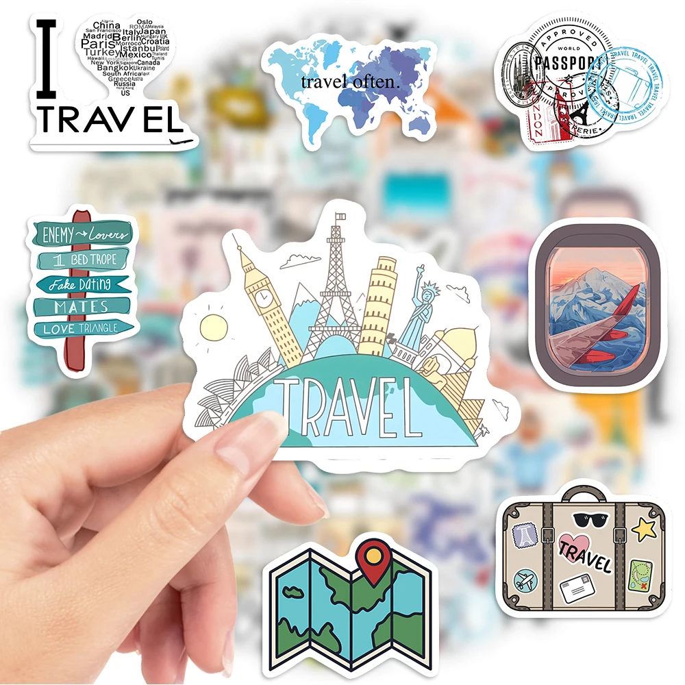 Travel Vacation Holiday Stickers Tourism DIY Kids Gift Waterproof Decal for Laptop Phone Scrapbook Luggage Bottles Decorative