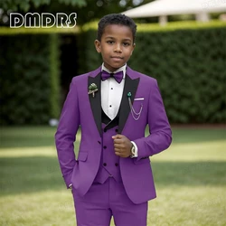 Ship Now 4 Pieces Formal Suit Set For Boys Peaked Lapel Boy's Fitted Tuxedo Set Single Breasted Slit Pocket Wedding Ring Bearer
