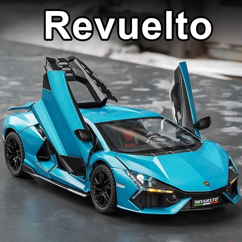 

1/24 Revuelto SVJ63 Модель автомобиля Игрушки из сплава Литье под давлением Спортивный автомобиль Звук Свет Открытая задняя дверь Модель Фестиваль Подарочное украшение