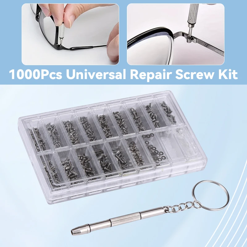 

Portable Keychain Glasses Repair KitAll-in-One Mini Screwdriver Set with Screws & Nuts for Eyeglasses, Sunglasses, Watches