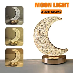 1-3PCS Moon Night Lamp Crystal Desk Lamp 3 Colors Dimming Table Light Touch Bedside Romantic Diamond Atmosphere Decor Lamp