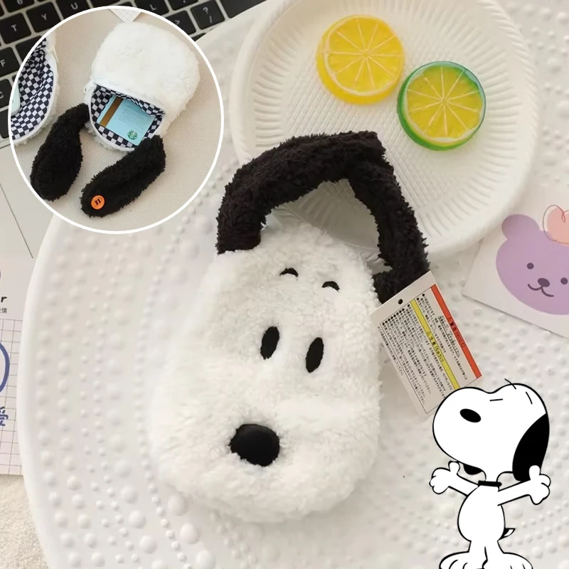 

Snoopy Handbag Cartoon Tote Women Casual Wrist Bag Soft Plush Cute Puppy Phone Pouch Large Capacity Card Bag with Zipper Gift