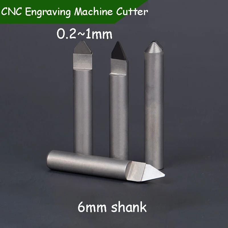 0.2~1.0mm 30/35/40/45 Degree Half Angle PCD Tipped Router Bit V-Shaped Engraving Bit CNC Tapered Cutter for Marble Granite Stone