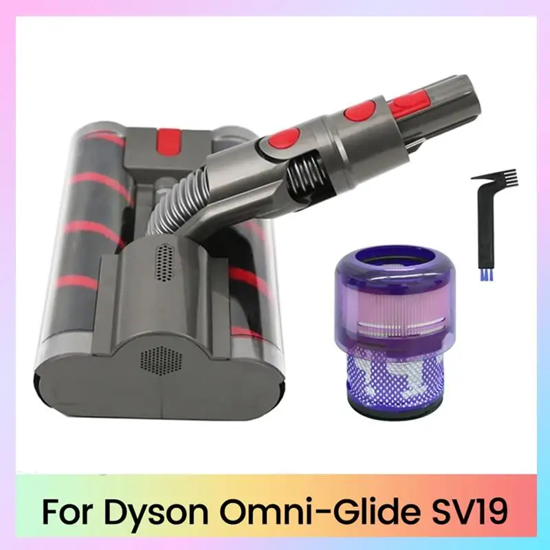 

N85R-For Dyson Omni-Glide SV19 Vacuum Attachment Replacement Soft Roller Cleaner Head Double Roller Brush With Filters