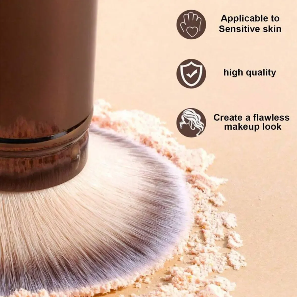 3pcs Makeup Brush Set Includes 2 Retractable Face Brushes + 1 Beauty Sponge Blender, Soft Synthetic Hair Foundation, Blusher, Po