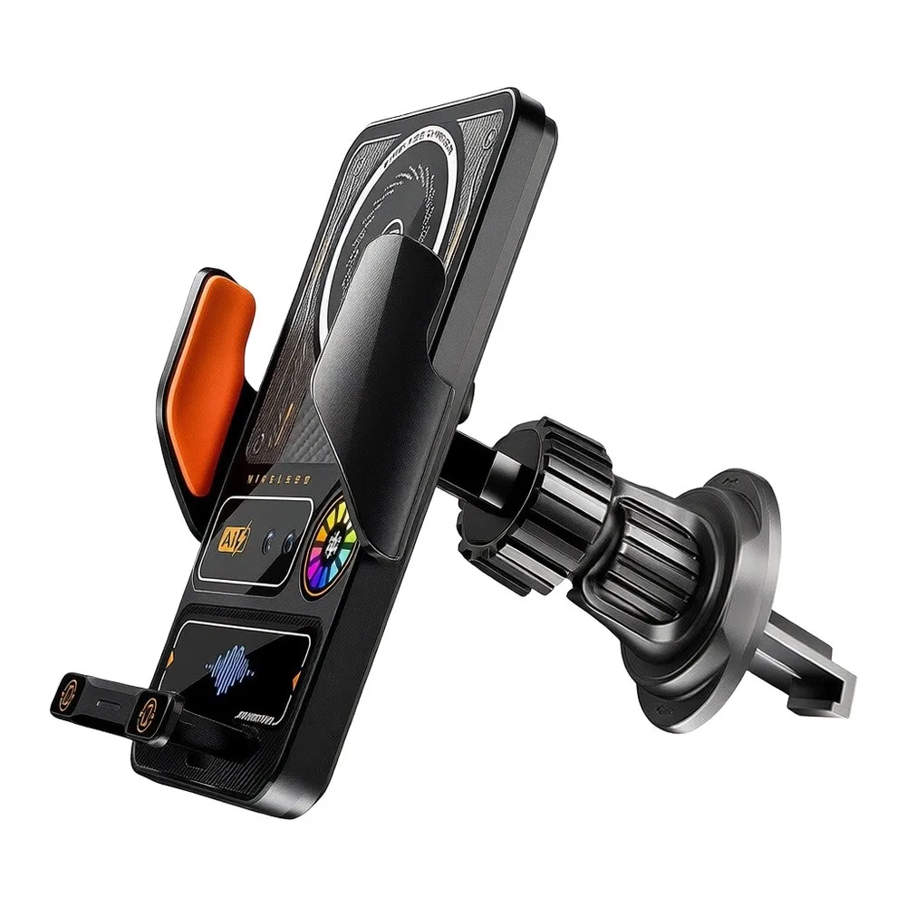 Wireless Car Charger 15W Fast Charging with Active Cooling for fan and Auto-sensing Clamp for Compatible Smartphones