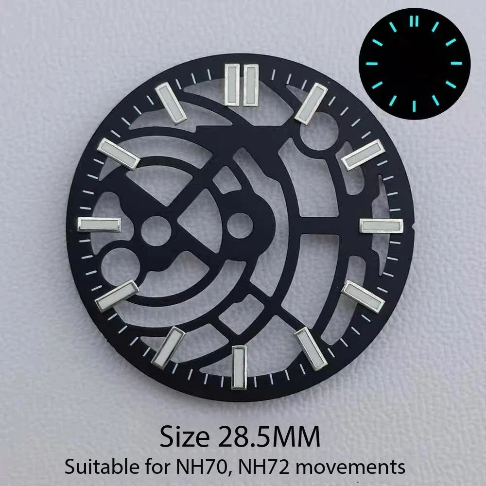 28.5MM hollowed-out luminescent dial is suitable for NH70 NH72 High Accuracy Skeleton Automatic M