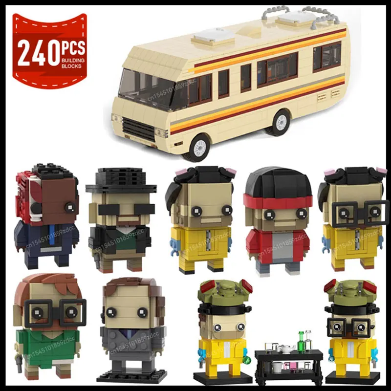 

MOC Breakinged Baded Car White and Pinked Brickheadz Model Building Blocks Movie Vehicle Jessey Whites Idea Set Brick Toys Gifts