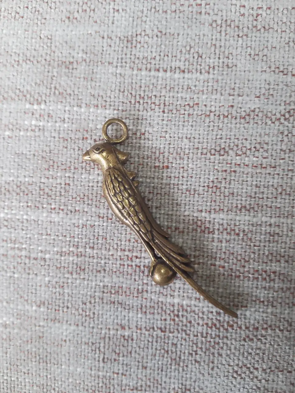 antique Brass Bird Parrot craft DIY Pendant desktop ornament Miniature Fitting Keychain ring Pendant Accessories a1900