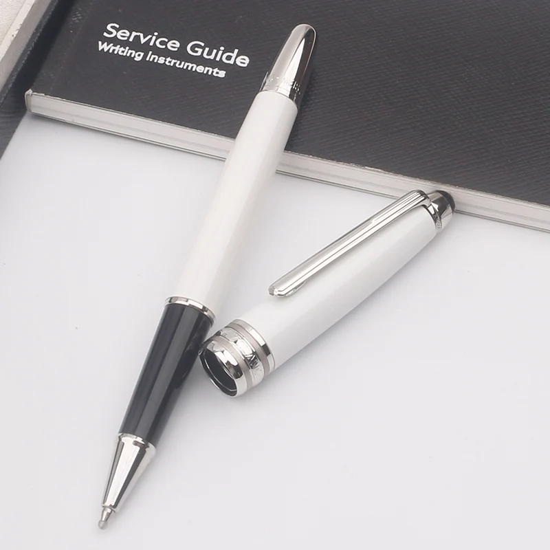 Luxury Ceramic White 163 MB Ballpoint Pen Monte Design Fashion Business Rollerball Fountain Pens Metal Silver Gold Stationery