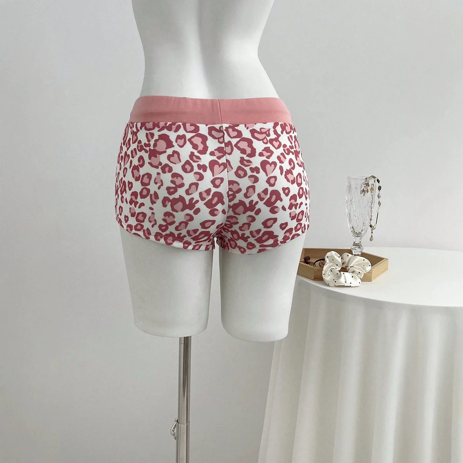 Shorts Pant Women Leopard Print Short Pants Slim Fit Low Waist Straight Trousers Y2k Streetwear Elegant Splice Work Casual 2026